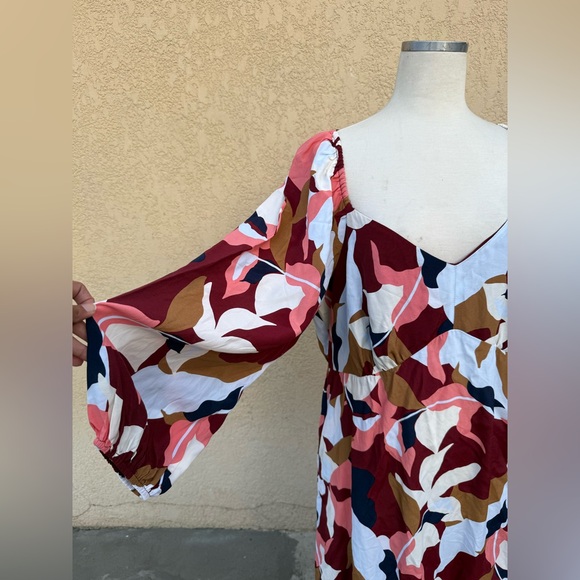 NWT Women's Long Sleeve Crepe Maxi A-Line Dress - A New Day™ Red Floral XXL - Picture 5 of 12